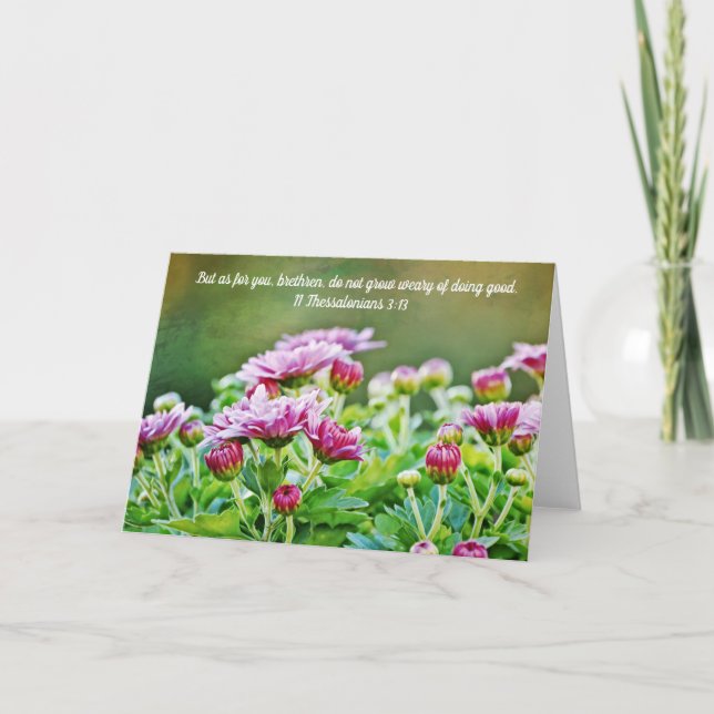 Purple Mums Carte d'écriture 2 Thessalonien 3:13 (Devant)