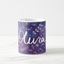 Purple mûre Nom Floral Mug personnalisé