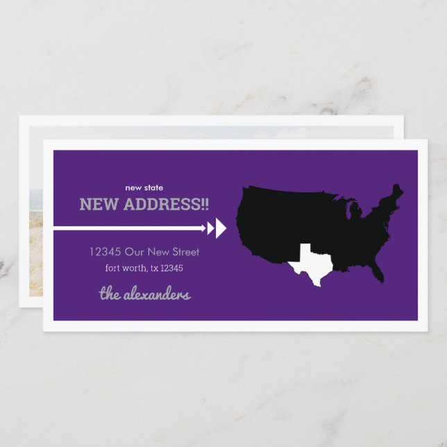 Purple New State, New Address ! Texas Moving (Devant / Derrière)