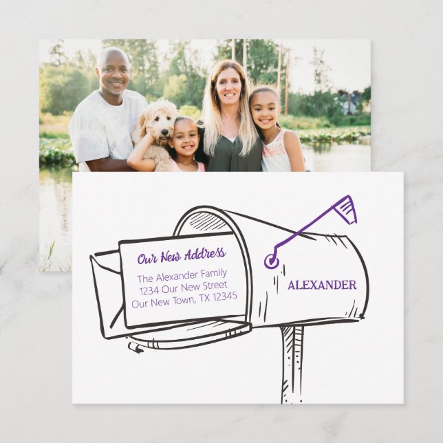 Purple Notre Nouvelle Adresse Boîte Aux Lettres Dé (Devant / Derrière)