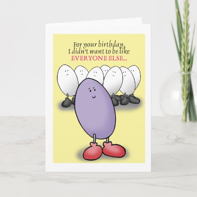 Purple Oeuf Humoristique Carte d'anniversaire (Devant)