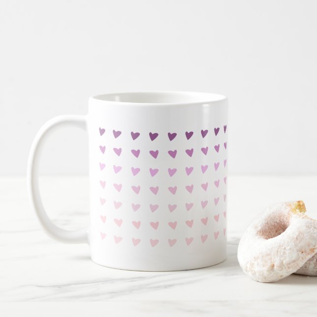 Purple Ombre Coeur Valentines Aimer Mug (Avec donut)