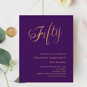 Purple or script 50e anniversaire invitation