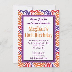 Purple Orange Circles Anniversaire Invitations