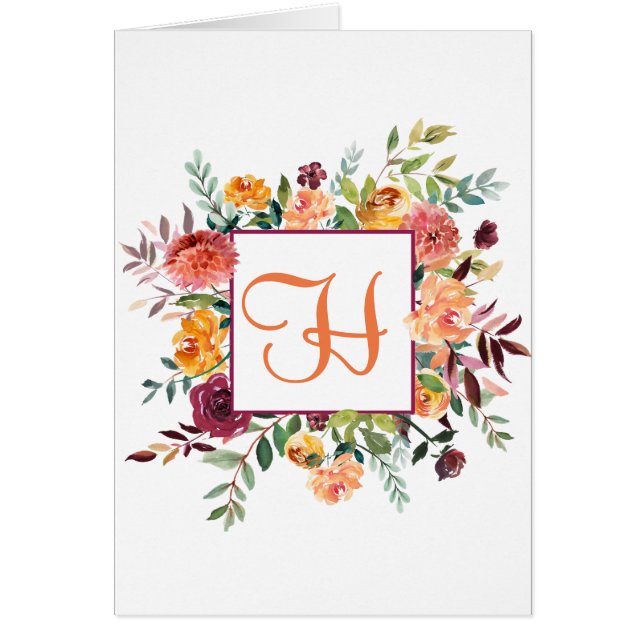 Purple & Orange Floral Monogram Design Customized (Devant)