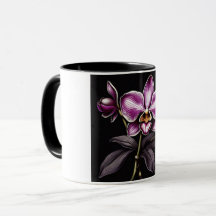 "Purple Orchid Mug - Floral Elegance Cup"