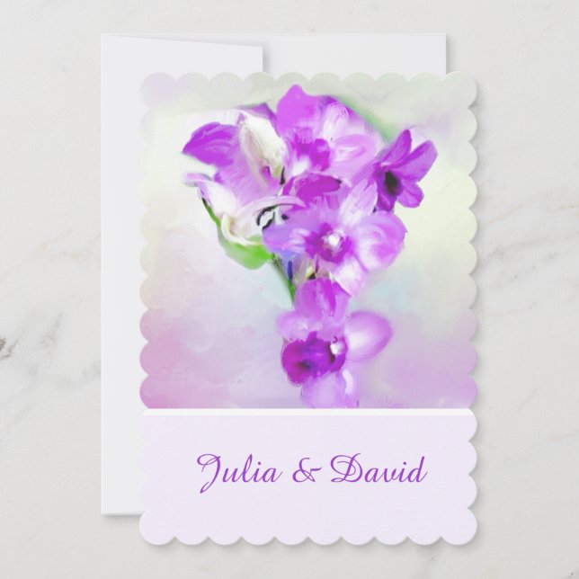 Purple Orchids Wedding Invitation (Devant)