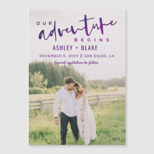 Purple Our Adventure commence Photo Save the Date