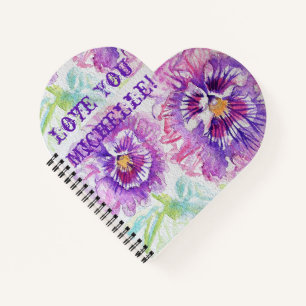 Purple Pansies Love You floral Nom Love Carnet