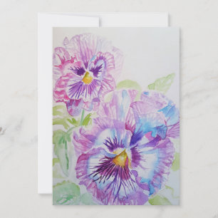 Purple Pansy Art Aquarelle Anniversaire Invitation