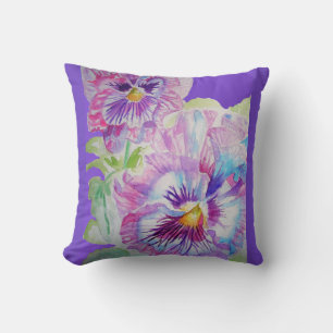 Purple Pansy Fleurs Décor Floral Coussin