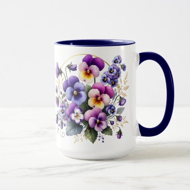 Purple Pansy Floral Mug (Droite)