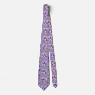 Purple Pansy Shabby Chic floral Mens Cravate