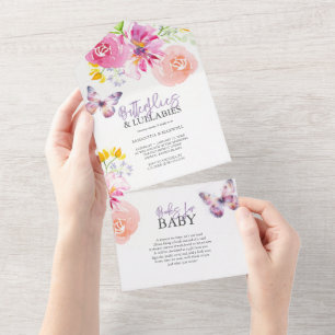 Purple Papillon Baby Shower Invitations