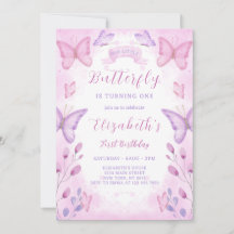 Purple Papillon Invitation d'anniversaire