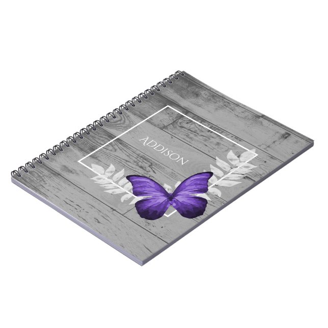 Purple Papillon Rustique Carnet personnalisé (Côté gauche)