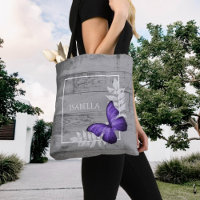Purple Papillon Rustique Sac fourre-tout personnal