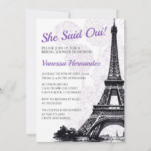 Purple Paris Fleurs nuptiales Invitation douche nu