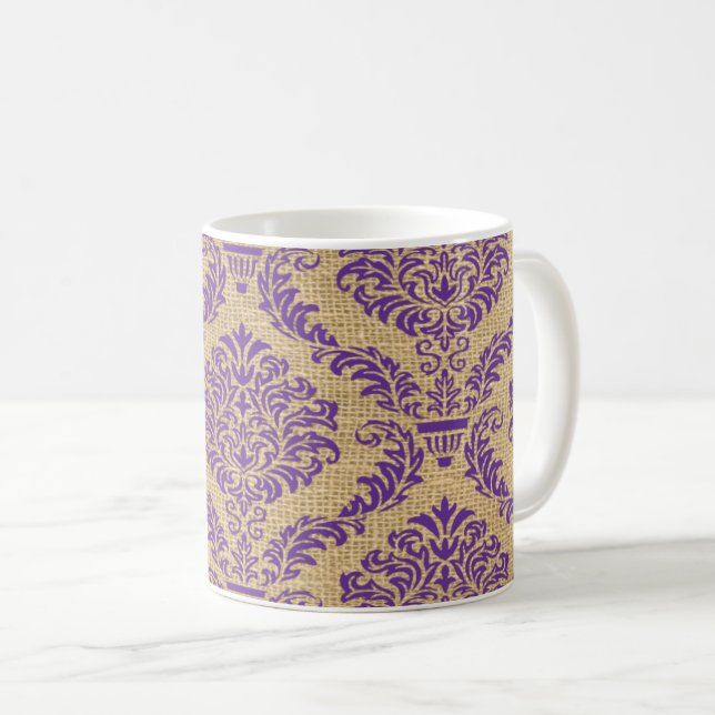 Purple Parisien Moods Damask Coffee Mug (Devant droit)