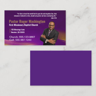Purple Pastor ou Deacon Photo Church Carte de visi