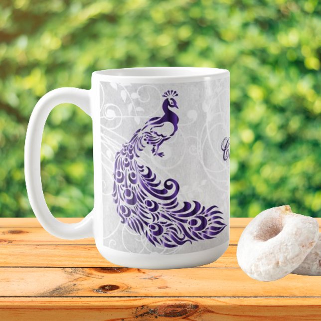 Purple Peacock Personnalisé Café Mug (Purple Peacock Personalized Coffee Mug)