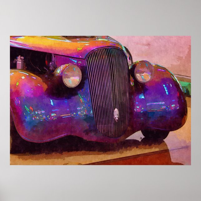 Purple Pearl Classic Car Front End Poster Art (Devant)