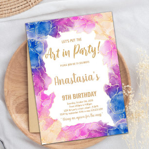Purple Peinture Invitations Anniversaire