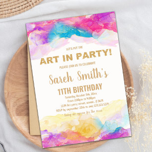 Purple Peinture Invitations Anniversaire