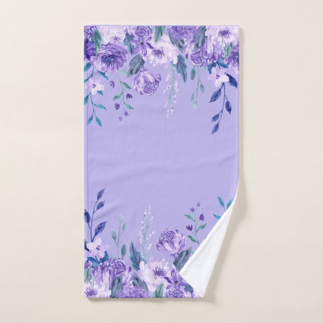 Purple pendre floral et tiges serviette à main (Serviette à main)