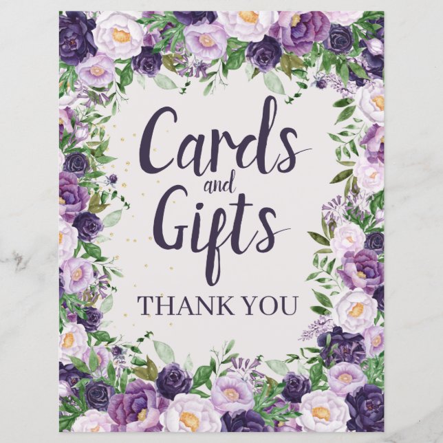Purple Peonies Floral Cards and Gifts Sign (Devant)