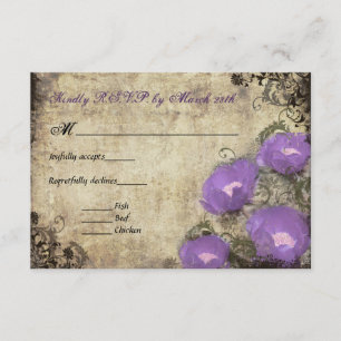 Purple Peonies Vintage Mariage Invitation RSVP