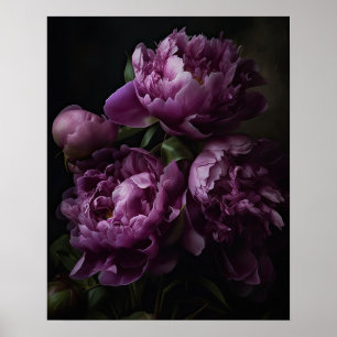 Purple Peony Flowers Art Imprimer Poster