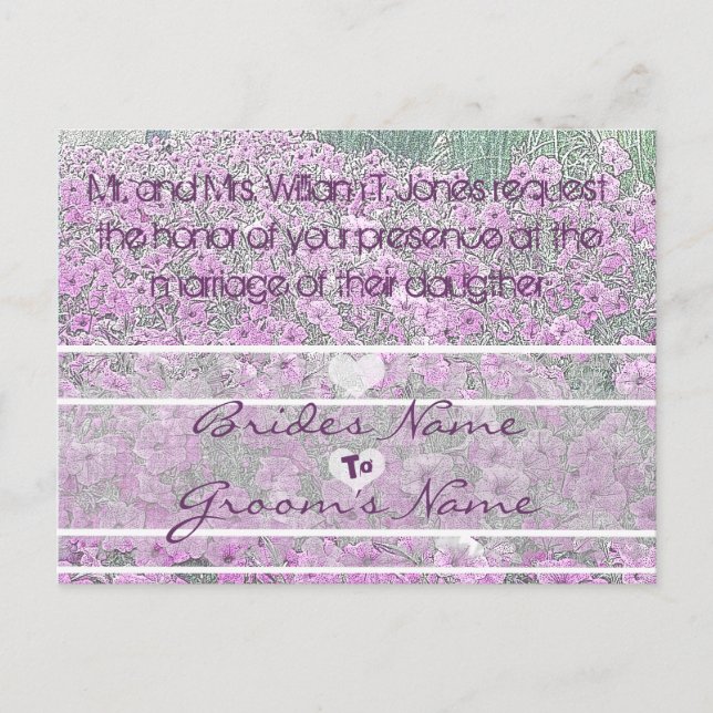 Purple Petunias Invitations de mariage (Devant)