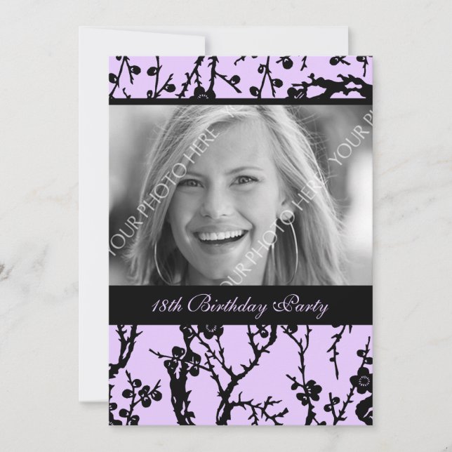 Purple Photo 18th Birthday Party Invitations (Devant)