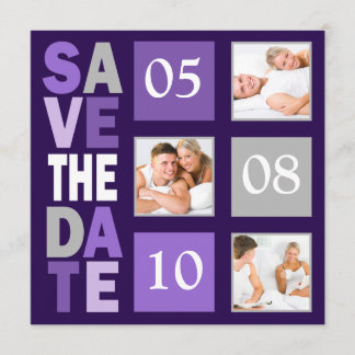Purple Photo Enregistrer La Date Invitations