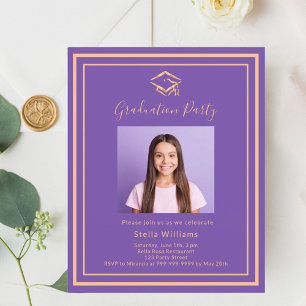 Purple photo Graduation Party invitation