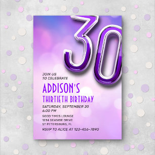 Purple Pink Bokeh 30e Invitation anniversaire
