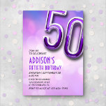 Purple Pink Bokeh Invitation 50e anniversaire<br><div class="desc">Oozing avec glamour, ce design d'anniversaire rêveur incarne l'essence de l'élégance moderne, tandis que le texte art déco et la typographie chromée brillante apportent une touche rétro. Le design est trempé dans des teintes violettes et roses avec un arrière - plan bokeh fascinant qui ajoute un soupçon de magie et...</div>
