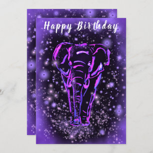 Purple Pink Elephant Joyeuse Carte Anniversaire