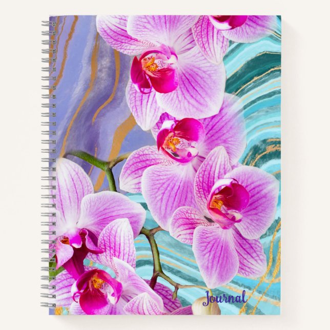 Purple Pink Floral Watercolor Geode Name Journal (Devant)