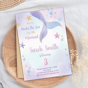 Purple Pink Mermaid Invitation Anniversaire