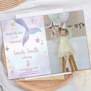 Purple Pink Mermaid Invitations Anniversaire avec 
