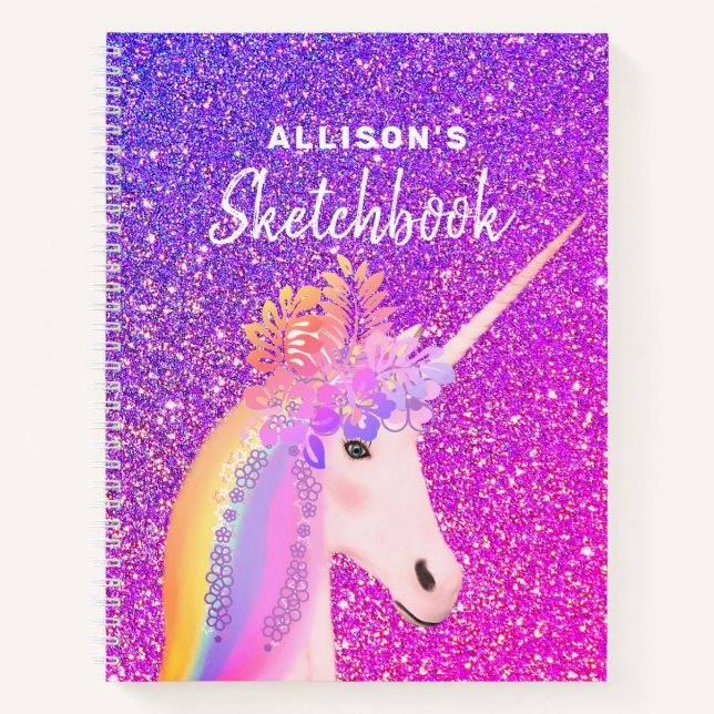 Purple Pink Parties scintillant Unicorn Carnet De  (Devant)