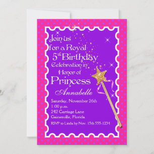 Purple, Pink Princess Party PHOTO Invitation d'ann