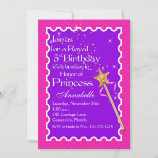 Purple, Pink Princess Party PHOTO Invitation d'ann