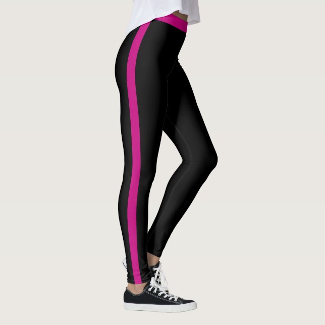 Purple Pink Side Stripe Black Leggings (Droite)