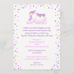 Purple Pink Unicorn Baby Sprinking invitation