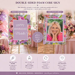 Purple Pink Wildflowers Happy Birthday Photo