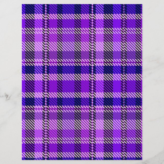 Purple Plaid Scrapbook Paper 2-Sided Page (Dos)