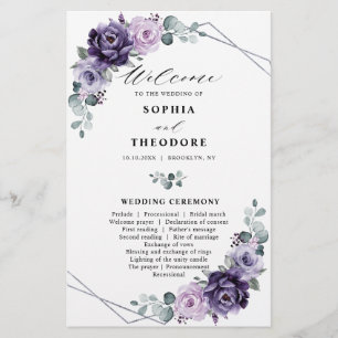 Purple Plum Argent Floral Blooms Programme de mari